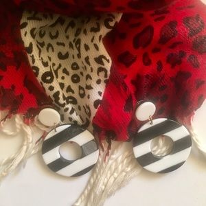 KYRA Black and White Striped Earrings